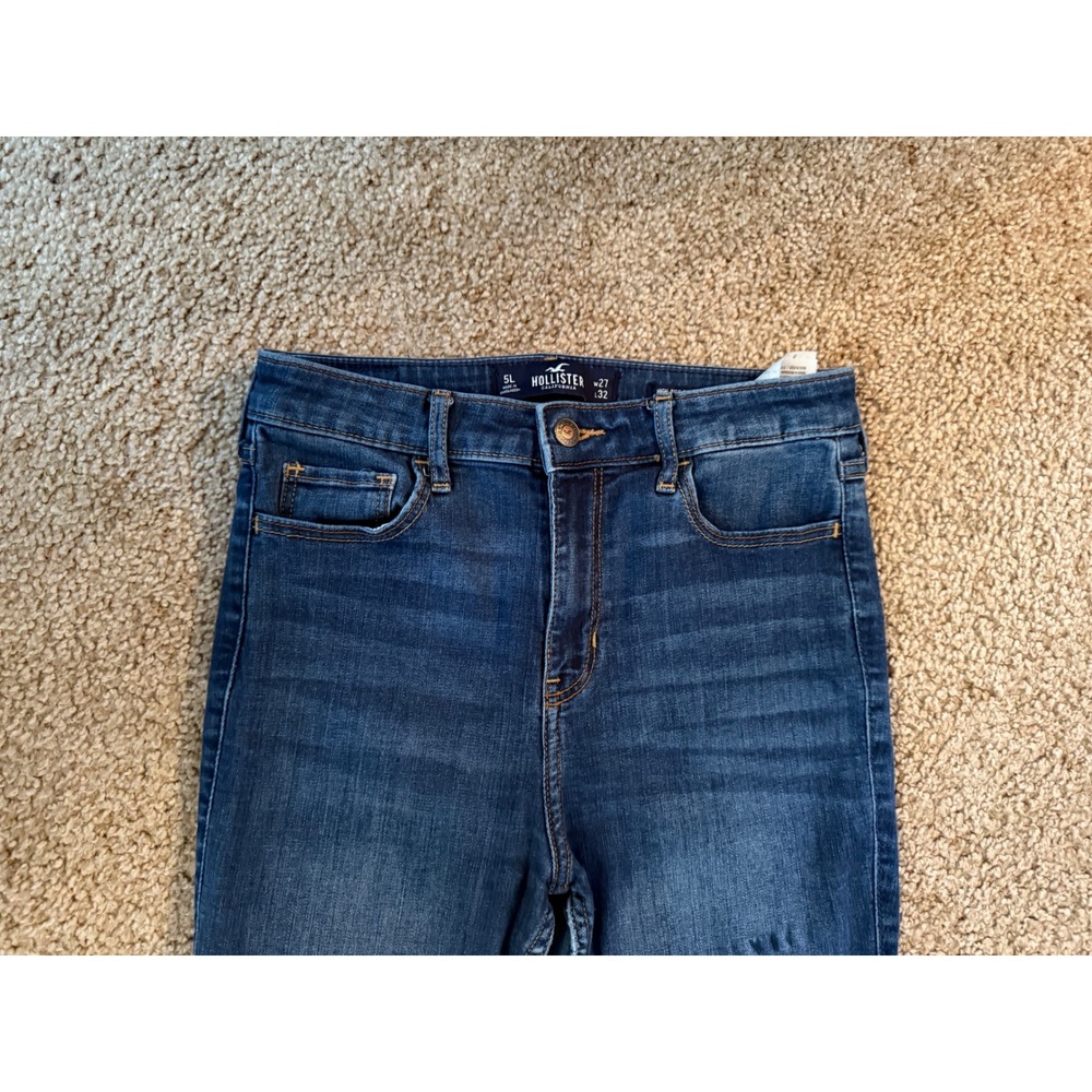 Hollister High Rise Super Skinny Jeans Ripped Blue‎ Denim Size 27x32 - Picture 3 of 8